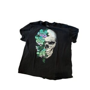 DOM Flower Skull Black T-Shirt Mens XL